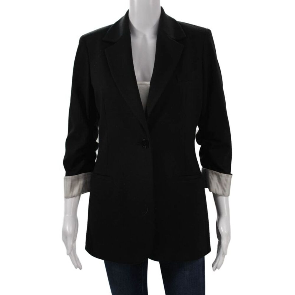 Eccoci Women Black Collared Button Blazer Long Sleeve Classic Size 4